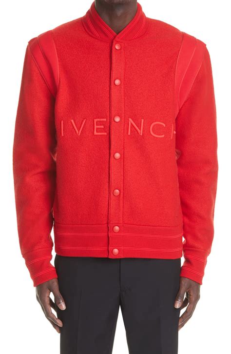 givenchy logo bomber jacket red|Givenchy Logo Virgin Wool Bomber Jacket .